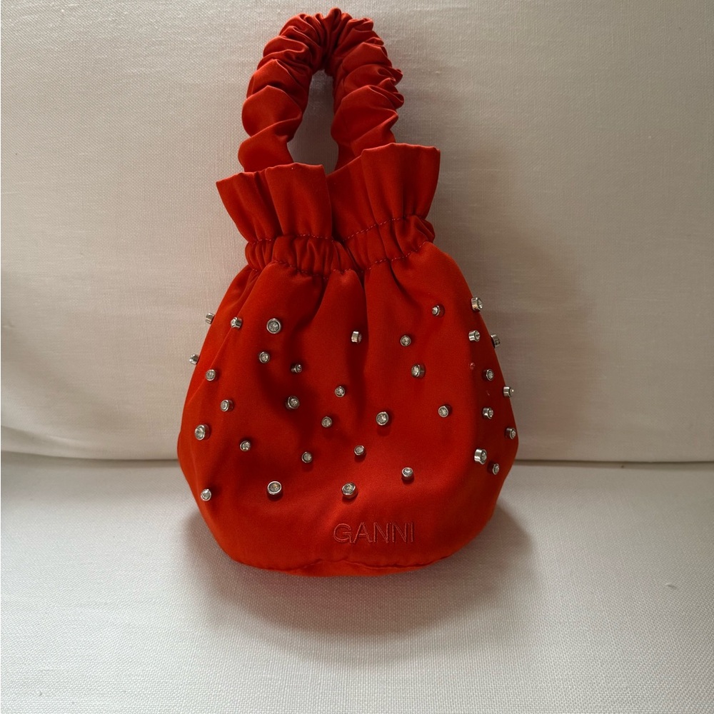 Ganni orange embellished bag